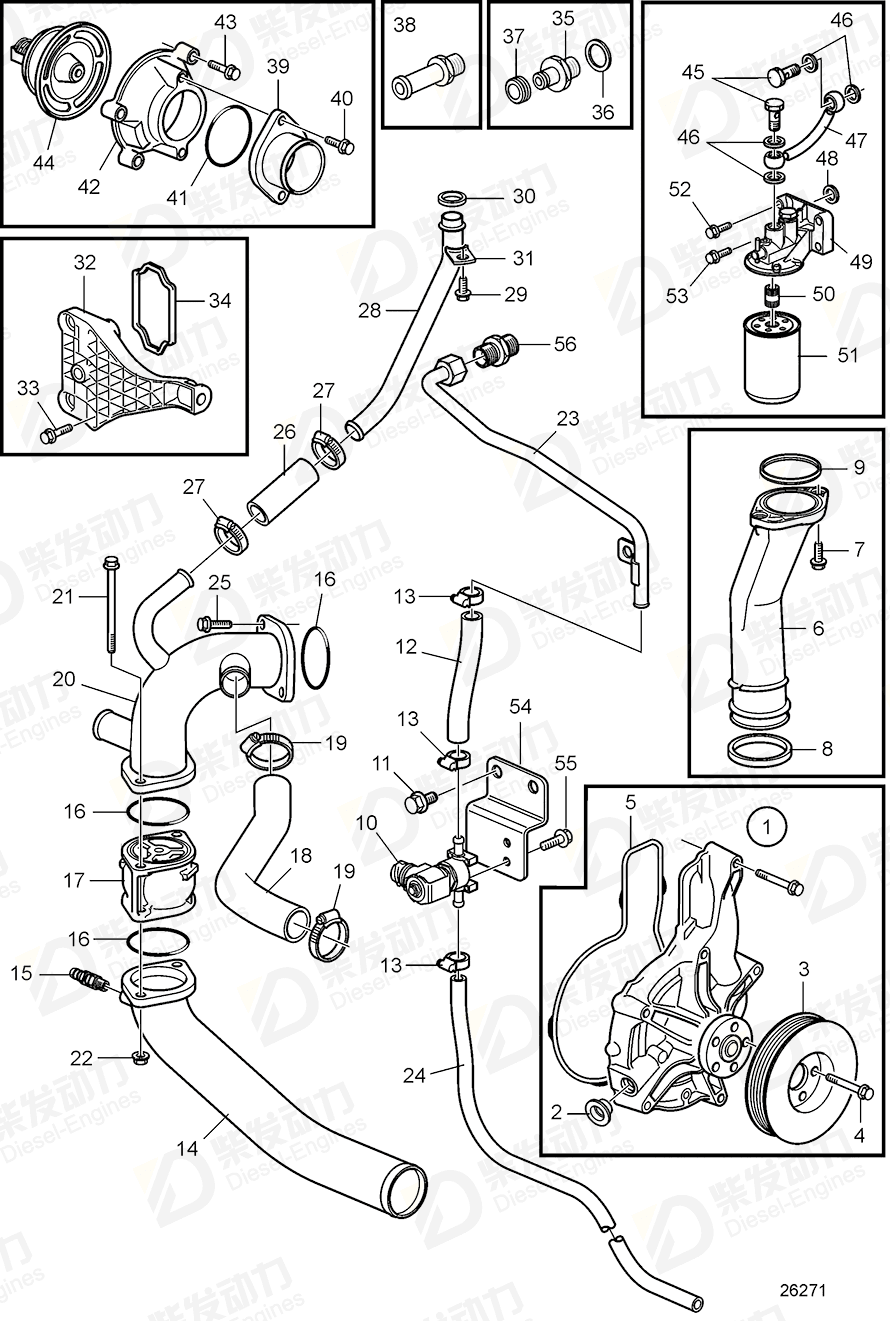 VOLVO Pipe connection 3842116 Drawing